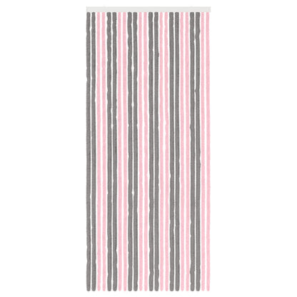 Insecten Gordijn Chenille Zilvergrijs en Roze 100 x 230 cm