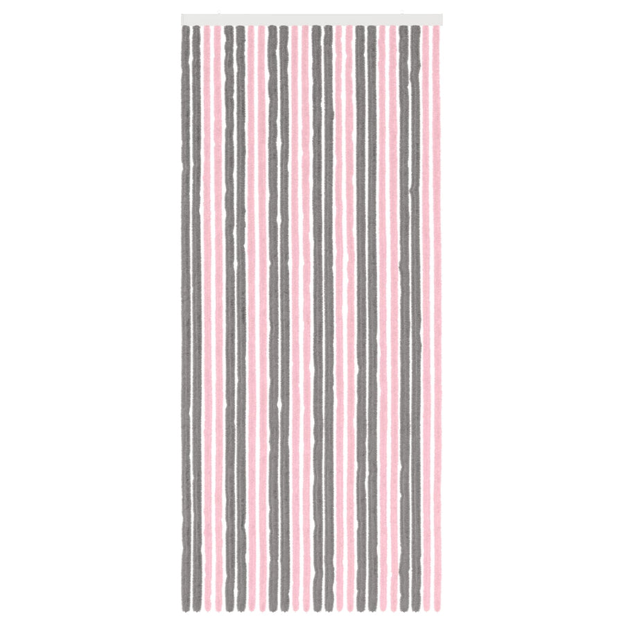 Insecten Gordijn Chenille Zilvergrijs en Roze 100 x 230 cm