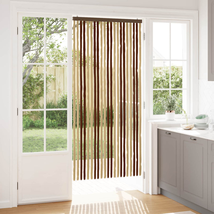 Insecten Gordijn Chenille Bruin en beige 90 x 200 cm 100% PP