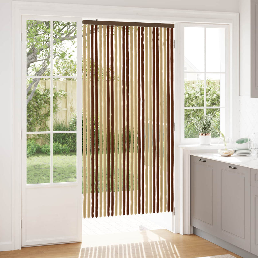Insecten Gordijn Chenille Bruin en beige 100 x 200 cm 100% PP