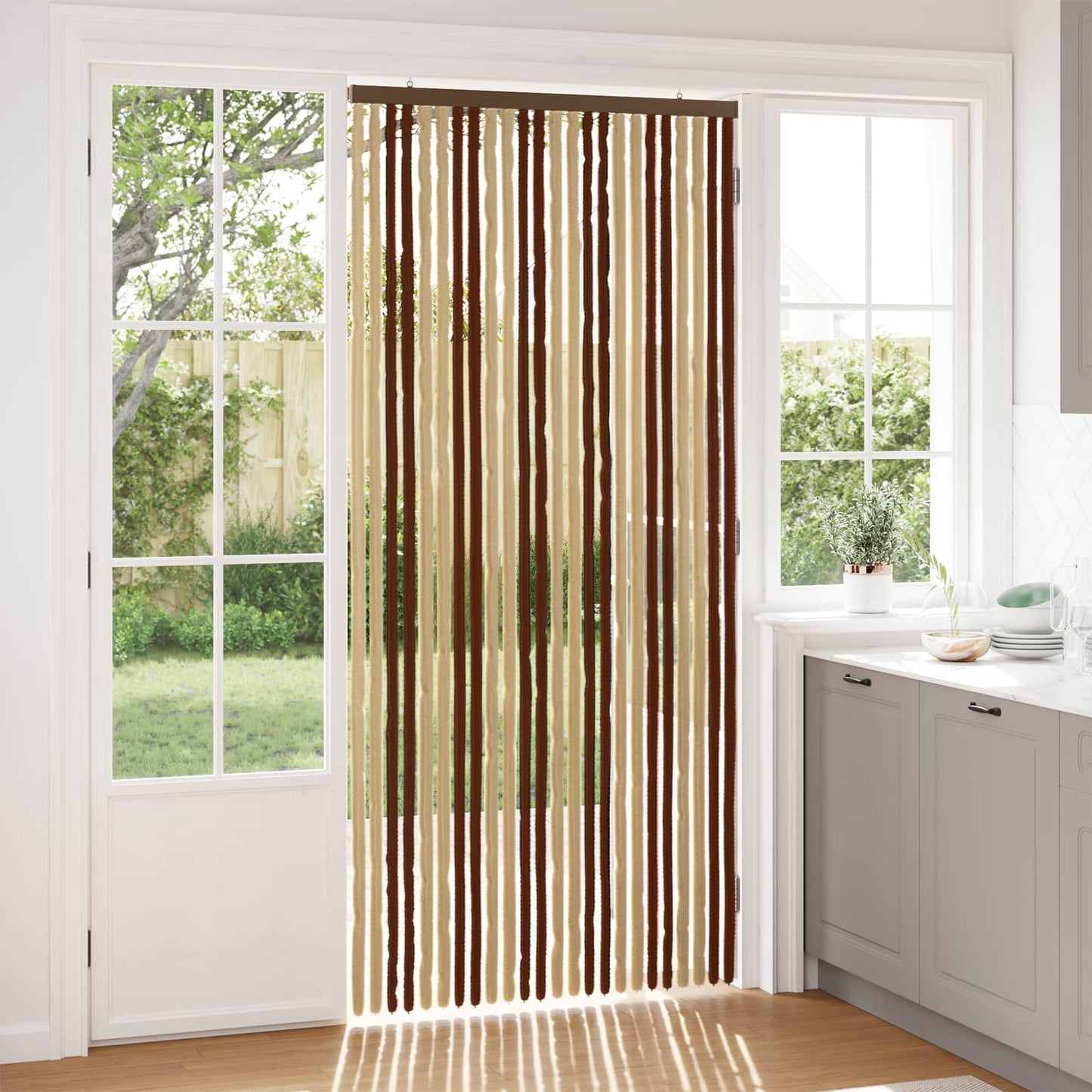 Insecten Gordijn Chenille Bruin en beige 100 x 220 cm 100% PP