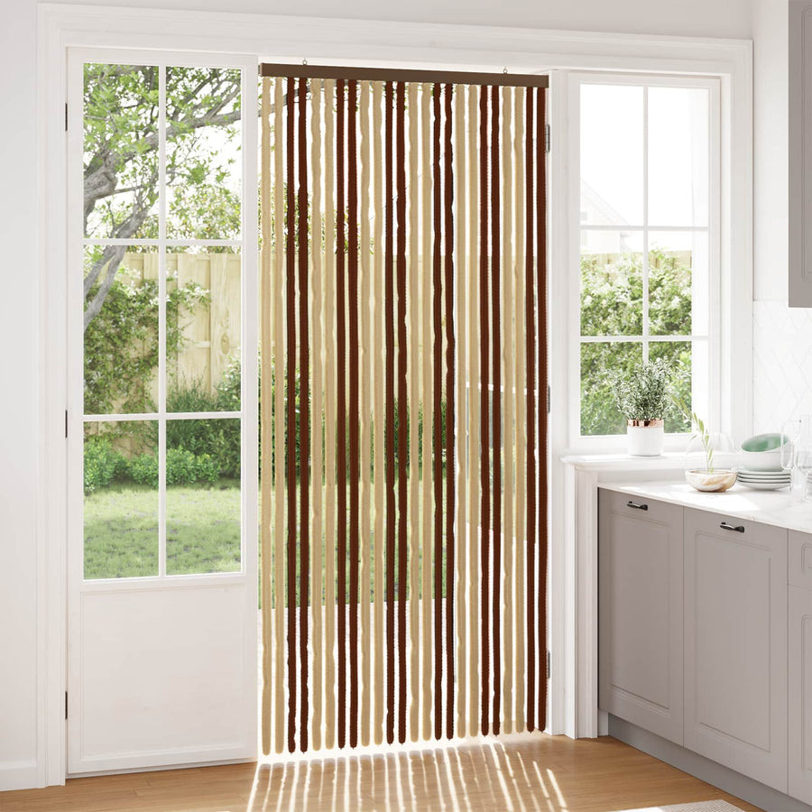 Insecten Gordijn Chenille Bruin en beige 100 x 220 cm 100% PP