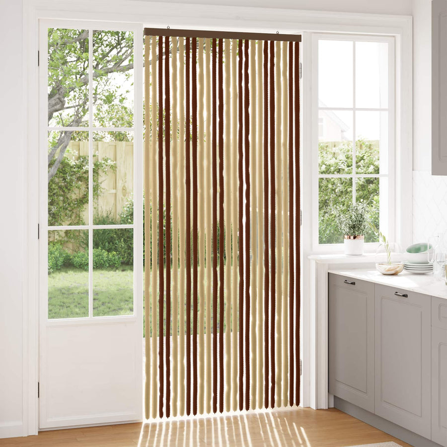 Insecten Gordijn Chenille Bruin en beige 100 x 230 cm 100% PP