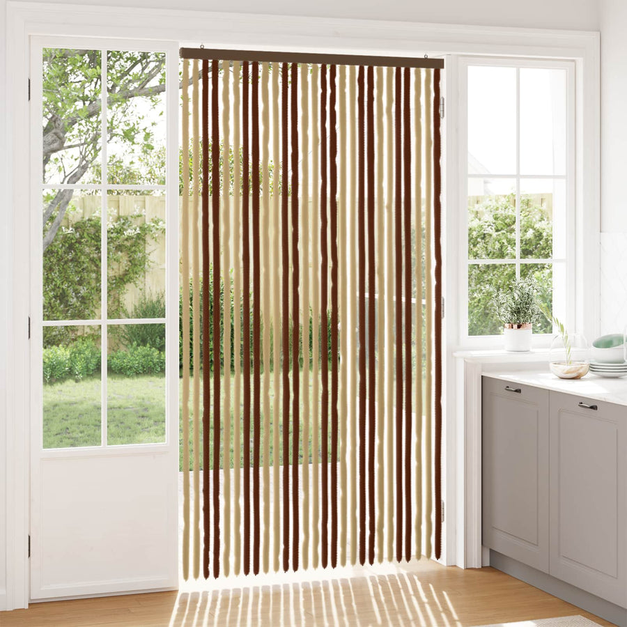 Insecten Gordijn Chenille Bruin en beige 118 x 220 cm 100% PP