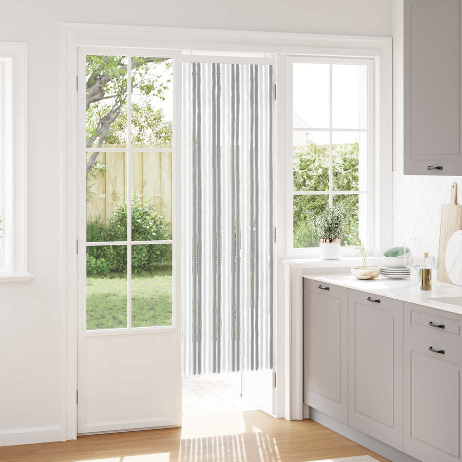 Insecten Gordijn Chenille Grijs en Wit 56 x 185 cm 100% PP
