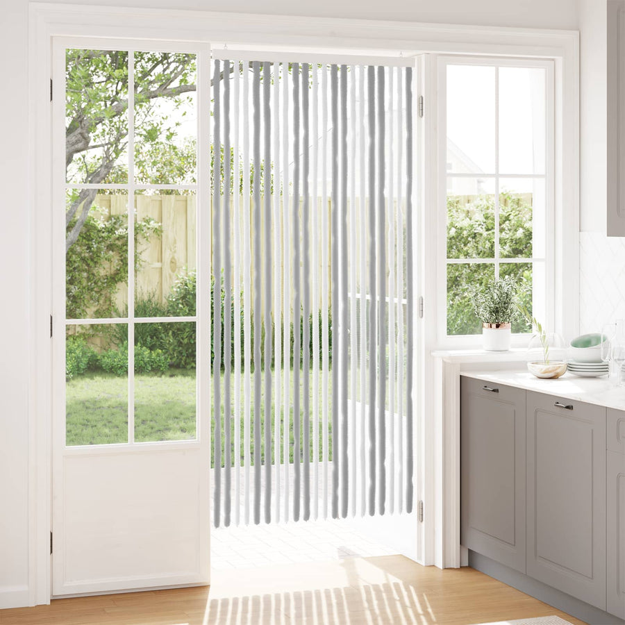 Insecten Gordijn Chenille Grijs en Wit 90 x 200 cm 100% PP