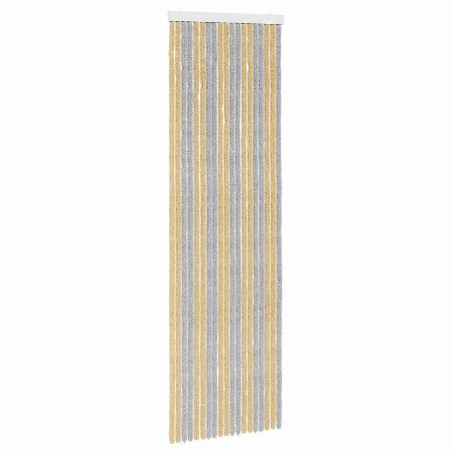 Insecten Gordijn Chenille Grijs en Beige 56 x 185 cm 100% PP
