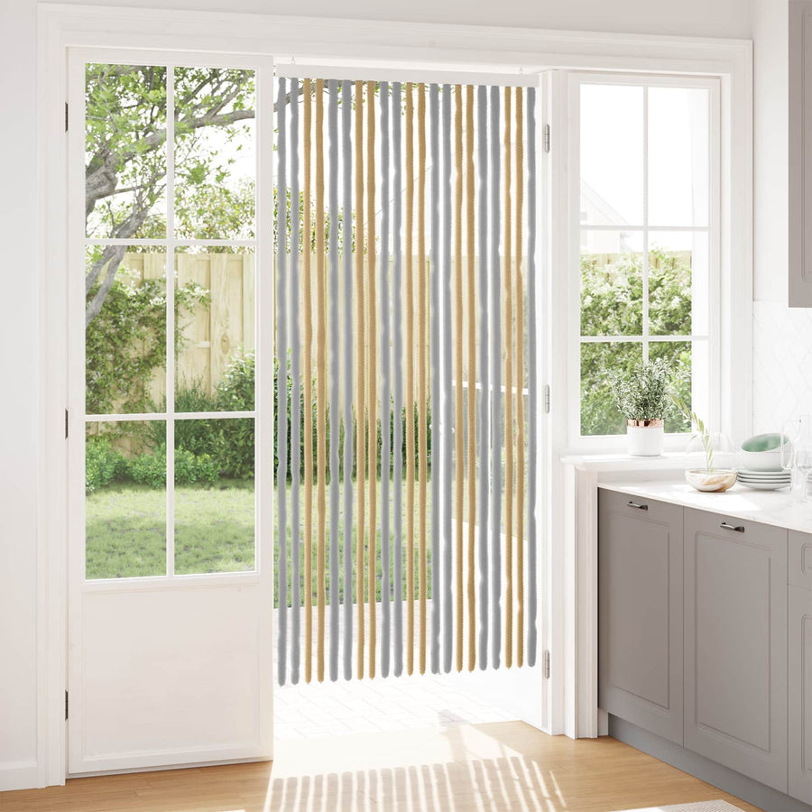 Insecten Gordijn Chenille Grijs en Beige 90 x 200 cm 100% PP