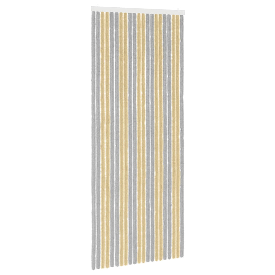 Insecten Gordijn Chenille Grijs en Beige 90 x 220 cm 100% PP