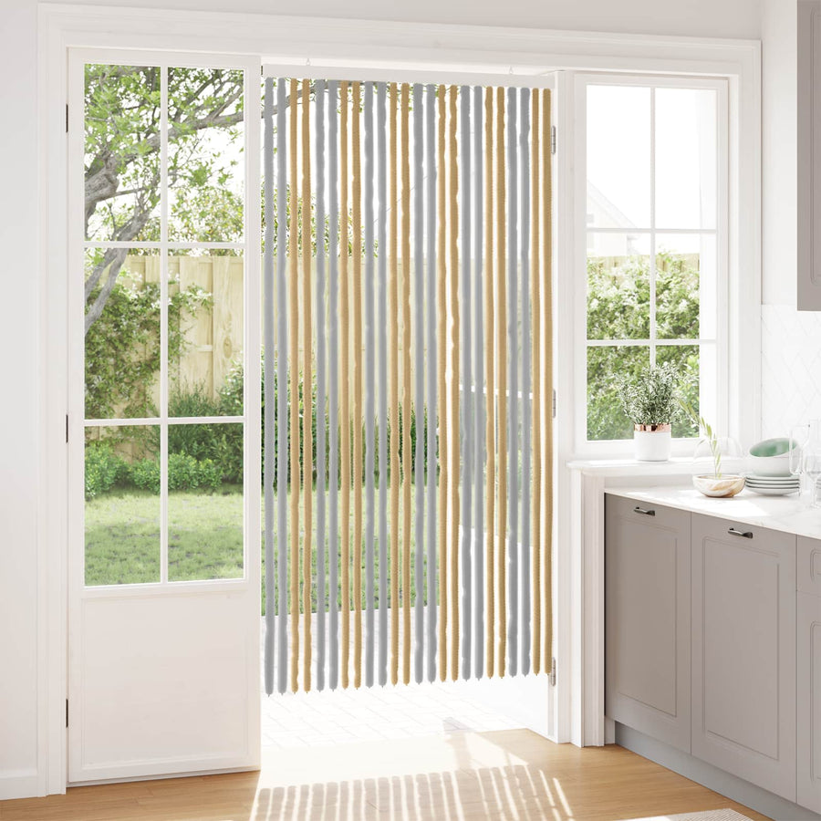 Insecten Gordijn Chenille Grijs en Beige 100 x 200 cm 100% PP