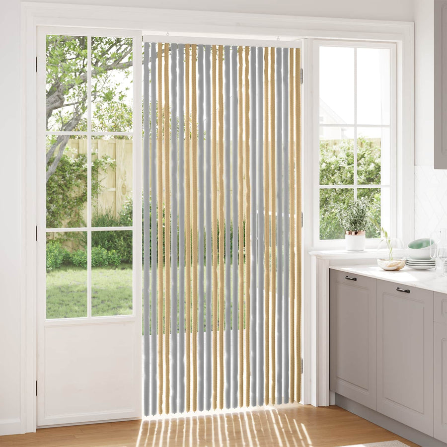 Insecten Gordijn Chenille Grijs en Beige 100 x 220 cm 100% PP