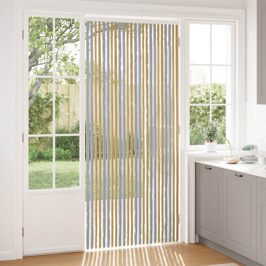 Insecten Gordijn Chenille Grijs en Beige 100 x 230 cm 100% PP
