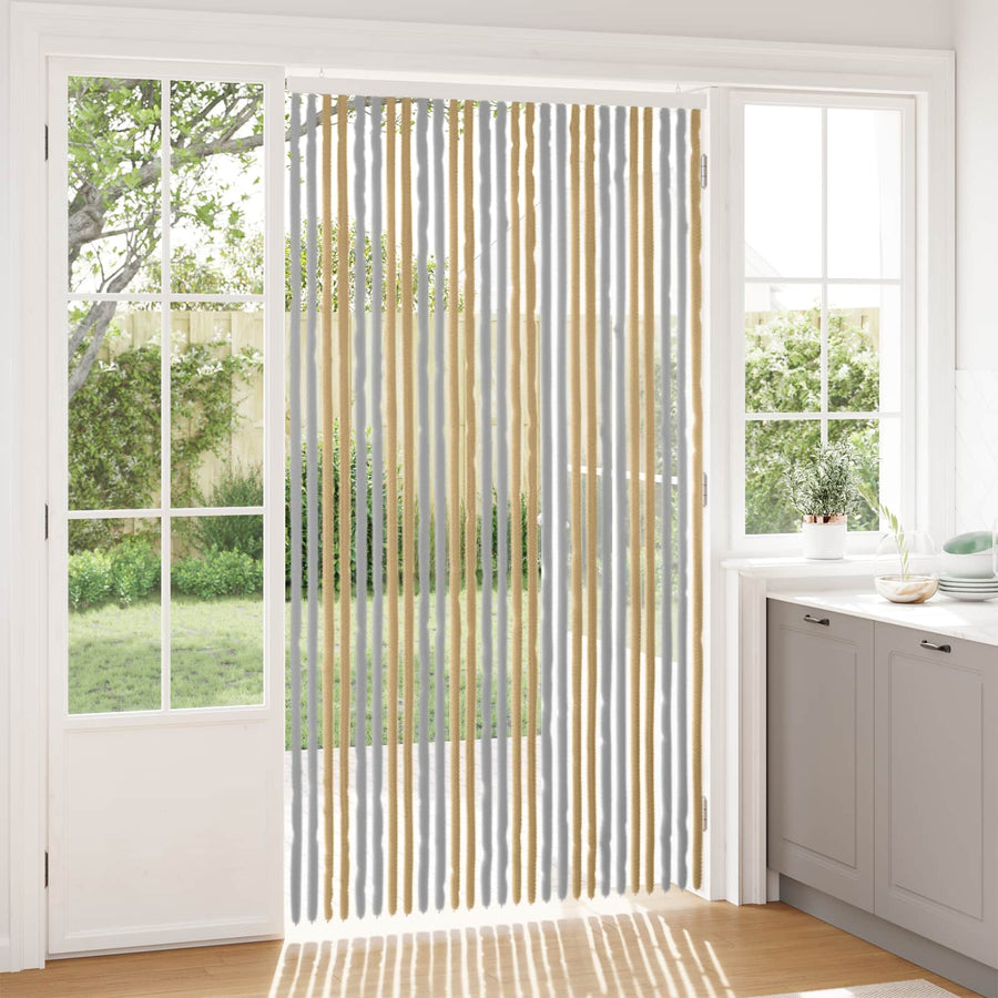 Insecten Gordijn Chenille Grijs en Beige 118 x 220 cm 100% PP