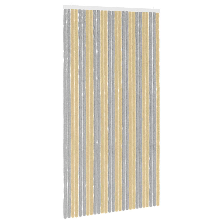 Insecten Gordijn Chenille Grijs en Beige 118 x 220 cm 100% PP