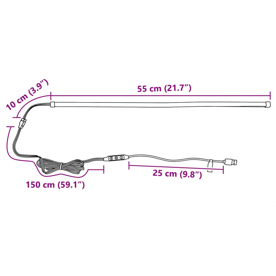 LED-strip 55 cm Meerkleurig PVC