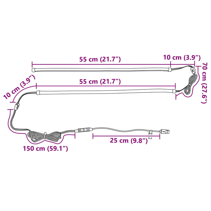 LED-strip 110 cm Meerkleurig PVC