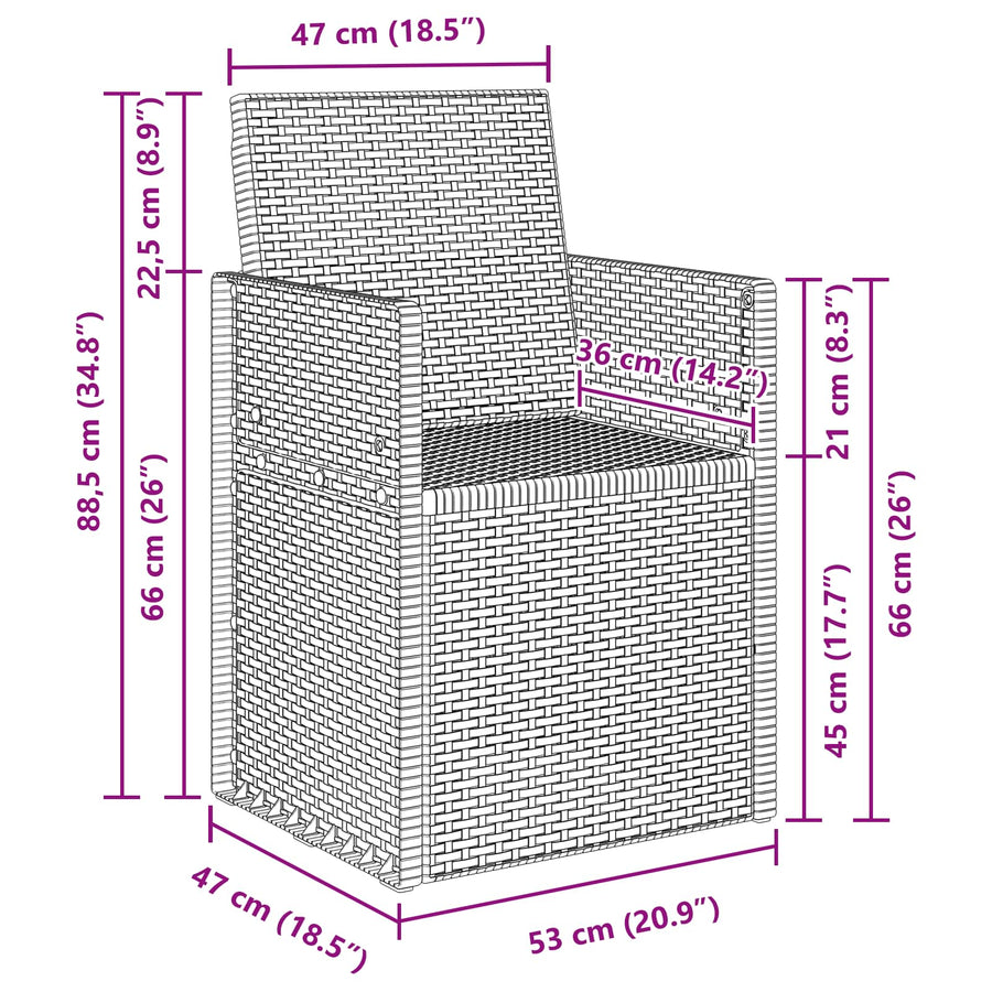Tuin Eetstoelen 2 pcs Bruin PP