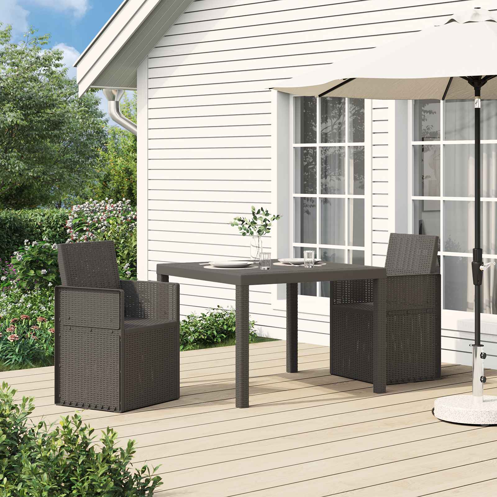 Tuin Eetstoelen 2 pcs Lichtgrijs PP