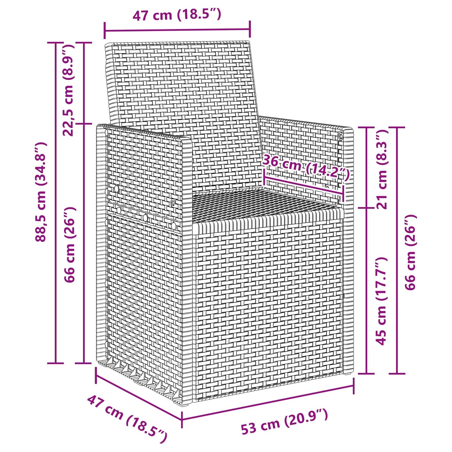 Tuin Eetstoelen 2 pcs Lichtgrijs PP