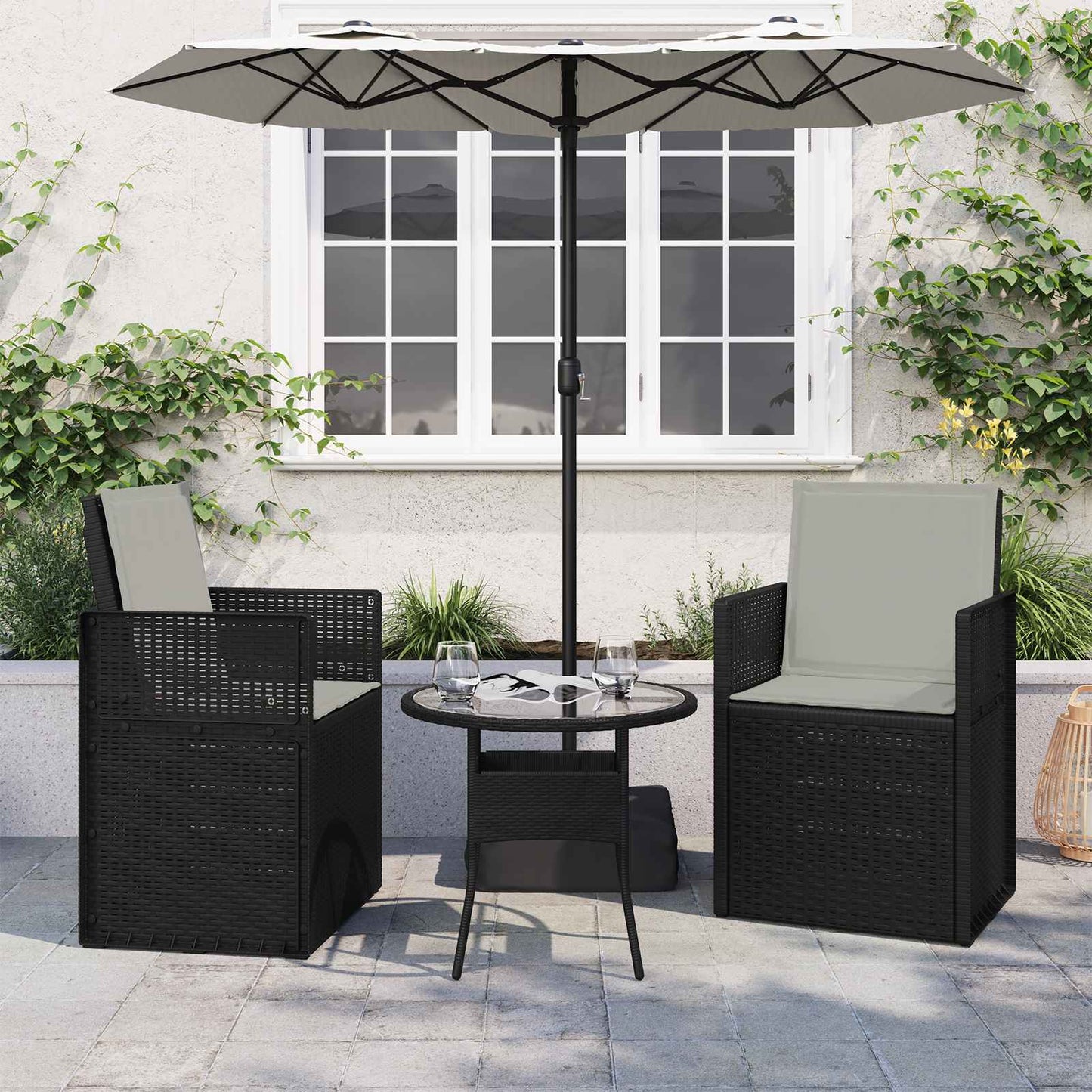Zit- en Rugkussens 2 pcs Lichtgrijs 47 x 45 x 2 cm Polyester