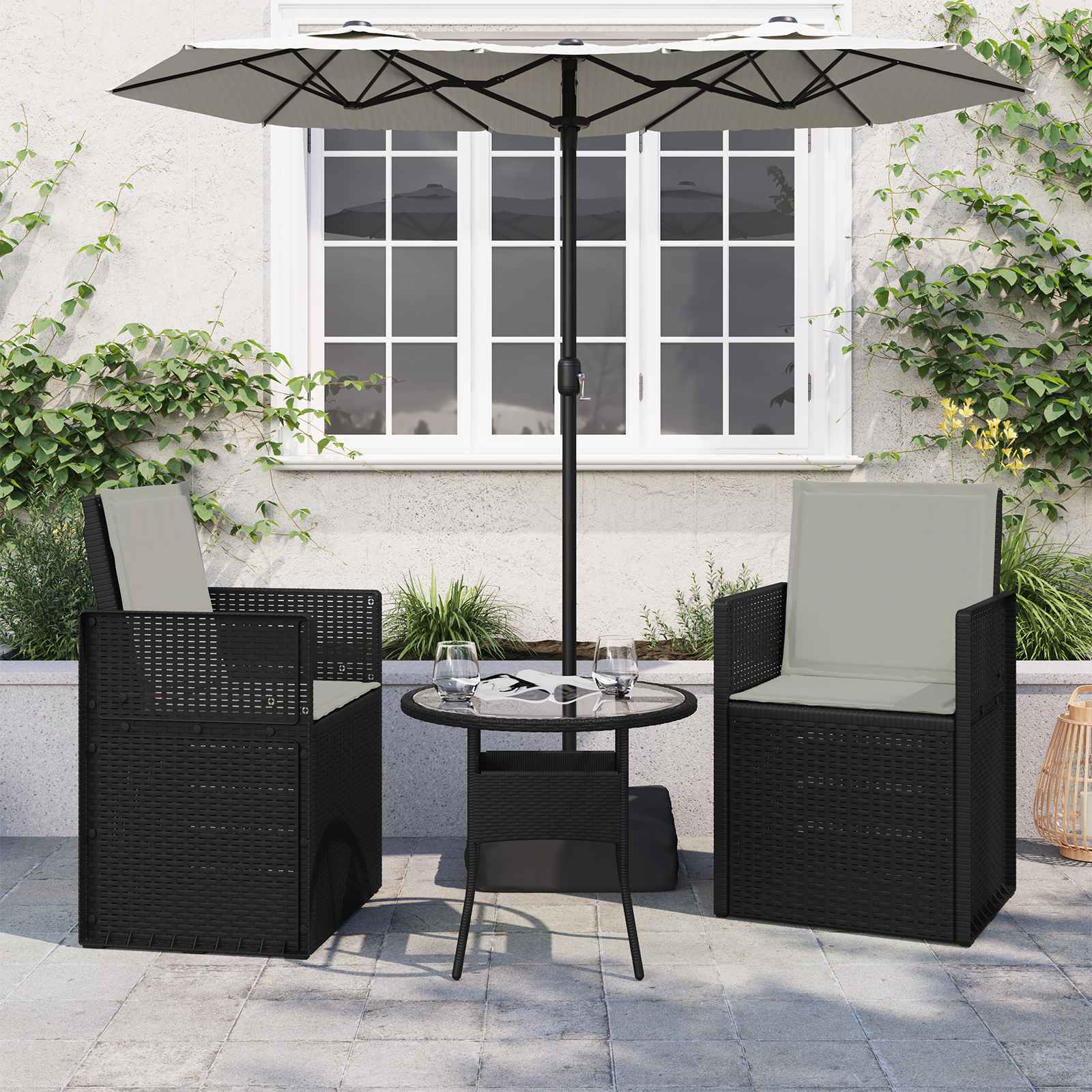 Zit- en Rugkussens 2 pcs Lichtgrijs 47 x 45 x 2 cm Polyester