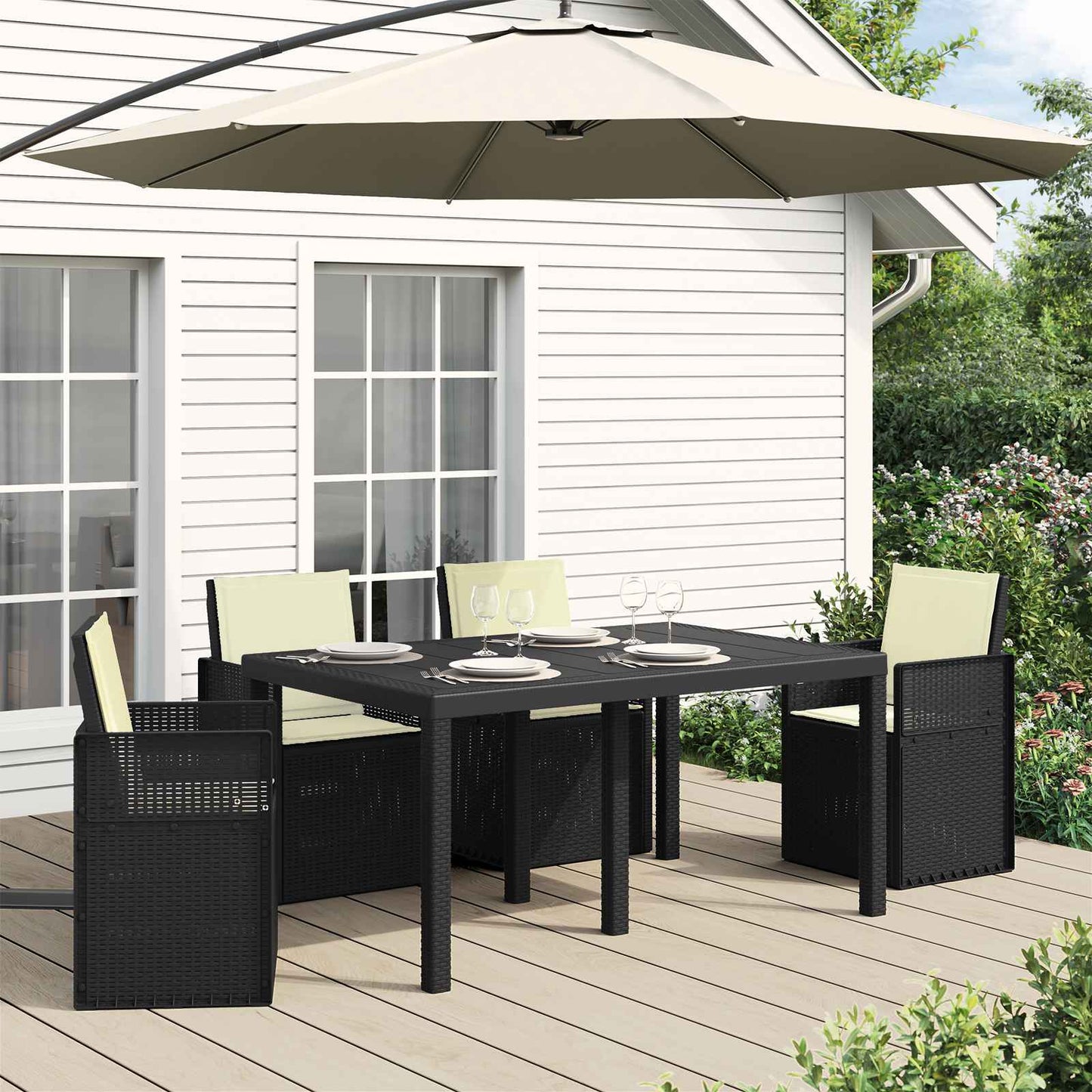 Zit- en Rugkussens 4 pcs Crèmekleurig 47 x 45 x 2 cm Polyester