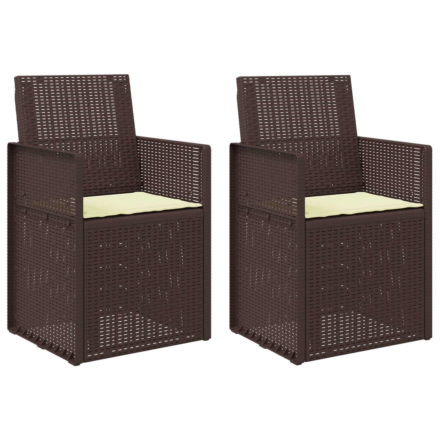 Tuin Eetstoelen 2 pcs Bruin en crèmekleurig PP