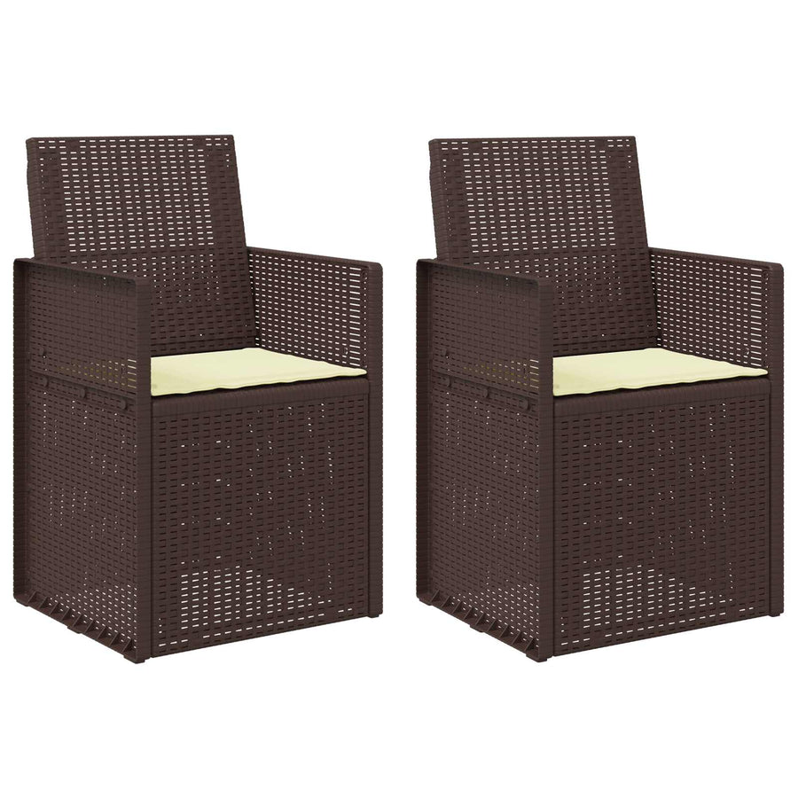 Tuin Eetstoelen 2 pcs Bruin en crèmekleurig PP