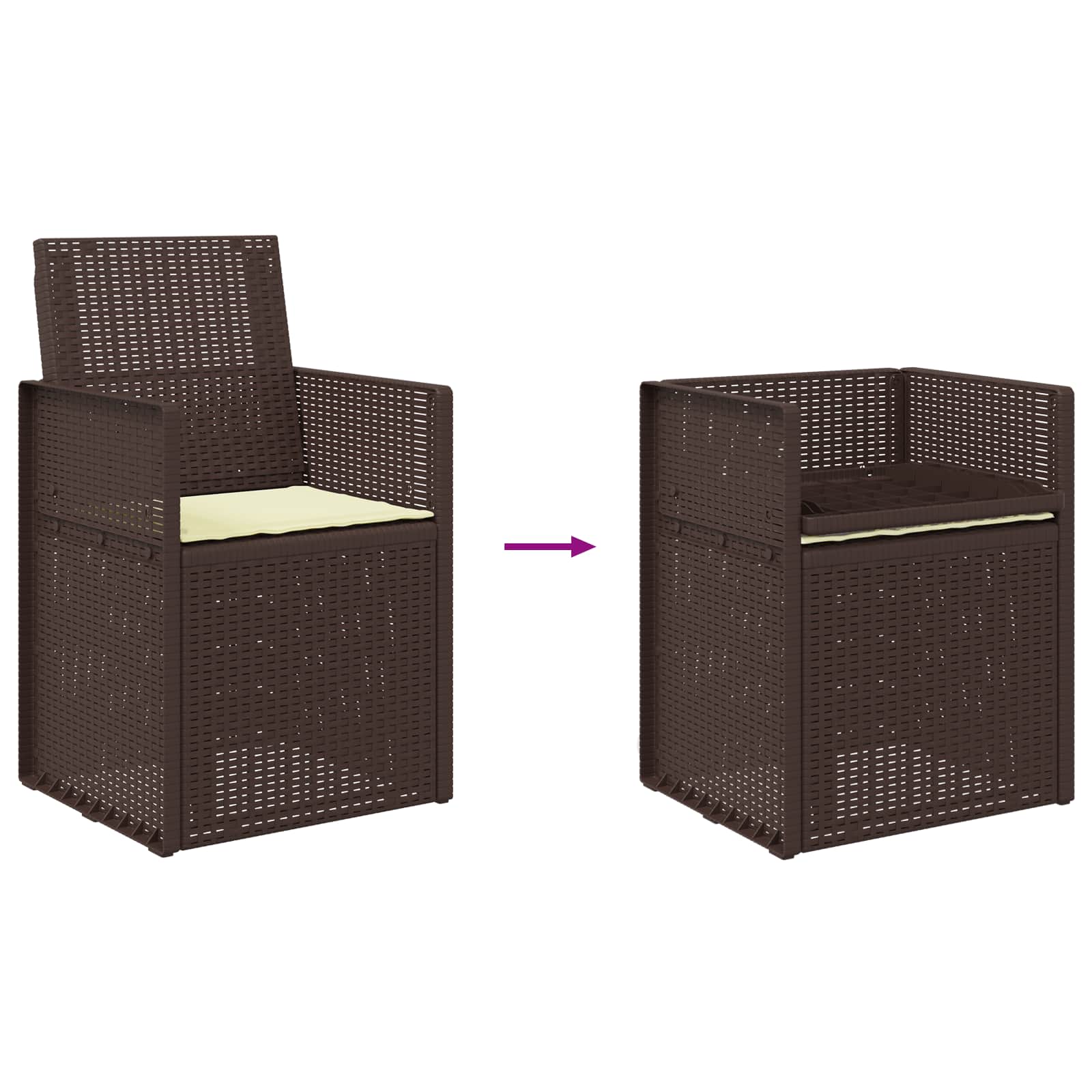 Tuin Eetstoelen 2 pcs Bruin en crèmekleurig PP
