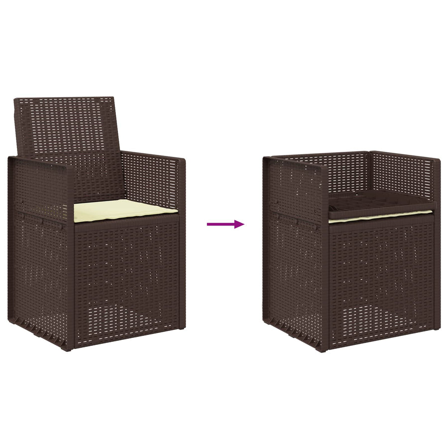 Tuin Eetstoelen 2 pcs Bruin en crèmekleurig PP