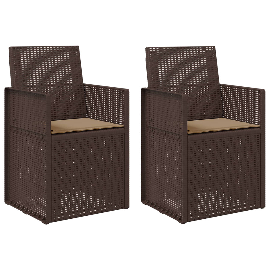 Tuin Eetstoelen 2 pcs Bruin en Taupe PP