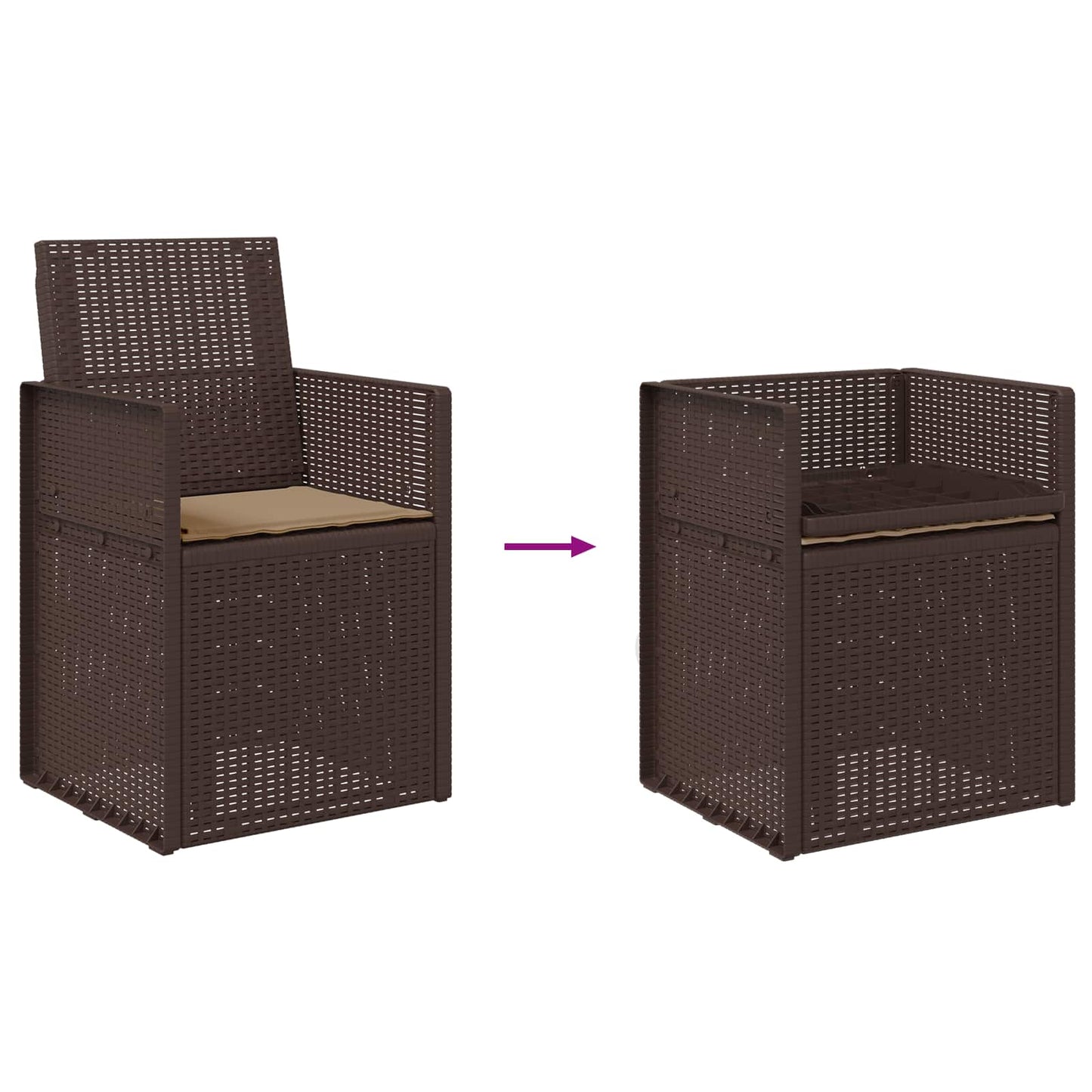 Tuin Eetstoelen 2 pcs Bruin en Taupe PP