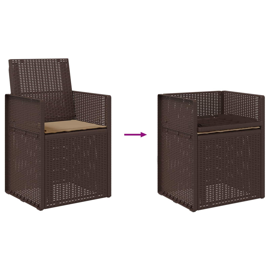 Tuin Eetstoelen 2 pcs Bruin en Taupe PP