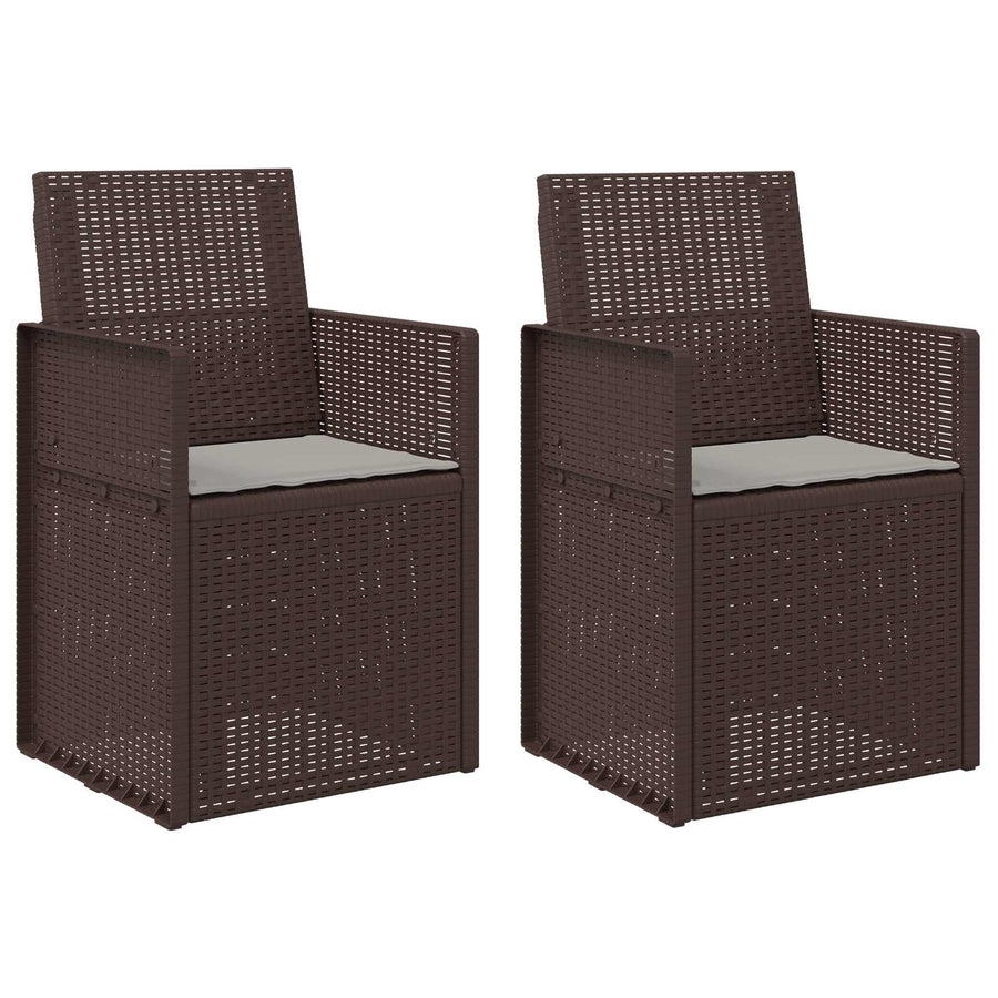 Tuin Eetstoelen 2 pcs Bruin en lichtgrijs PP