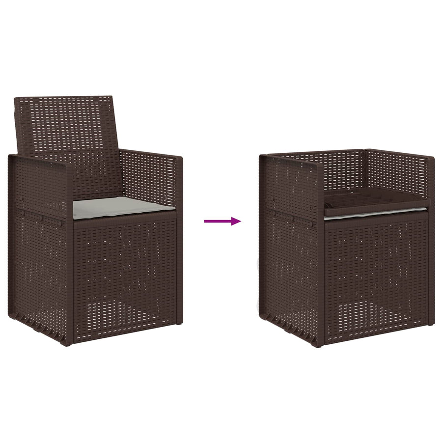 Tuin Eetstoelen 2 pcs Bruin en lichtgrijs PP