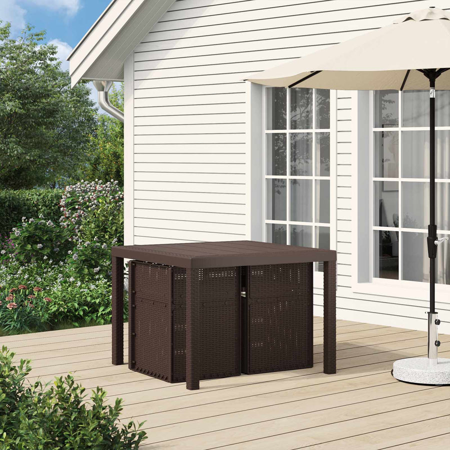 Tuin Eetstoelen 2 pcs Bruin en crèmekleurig PP