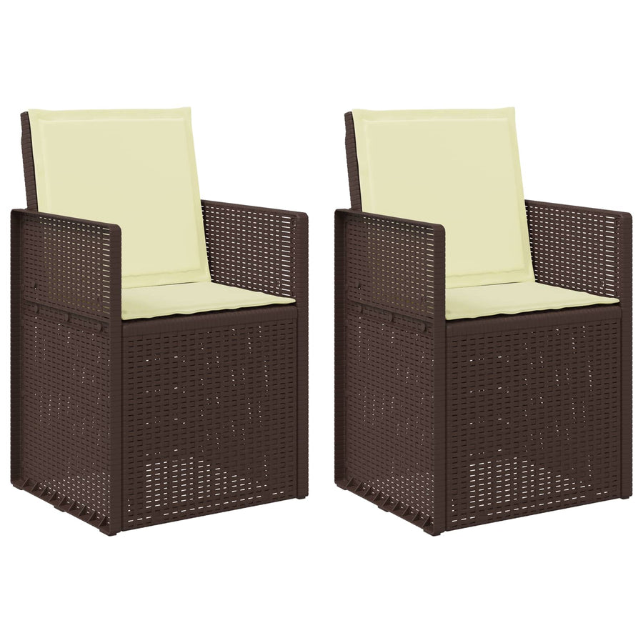 Tuin Eetstoelen 2 pcs Bruin en crèmekleurig PP