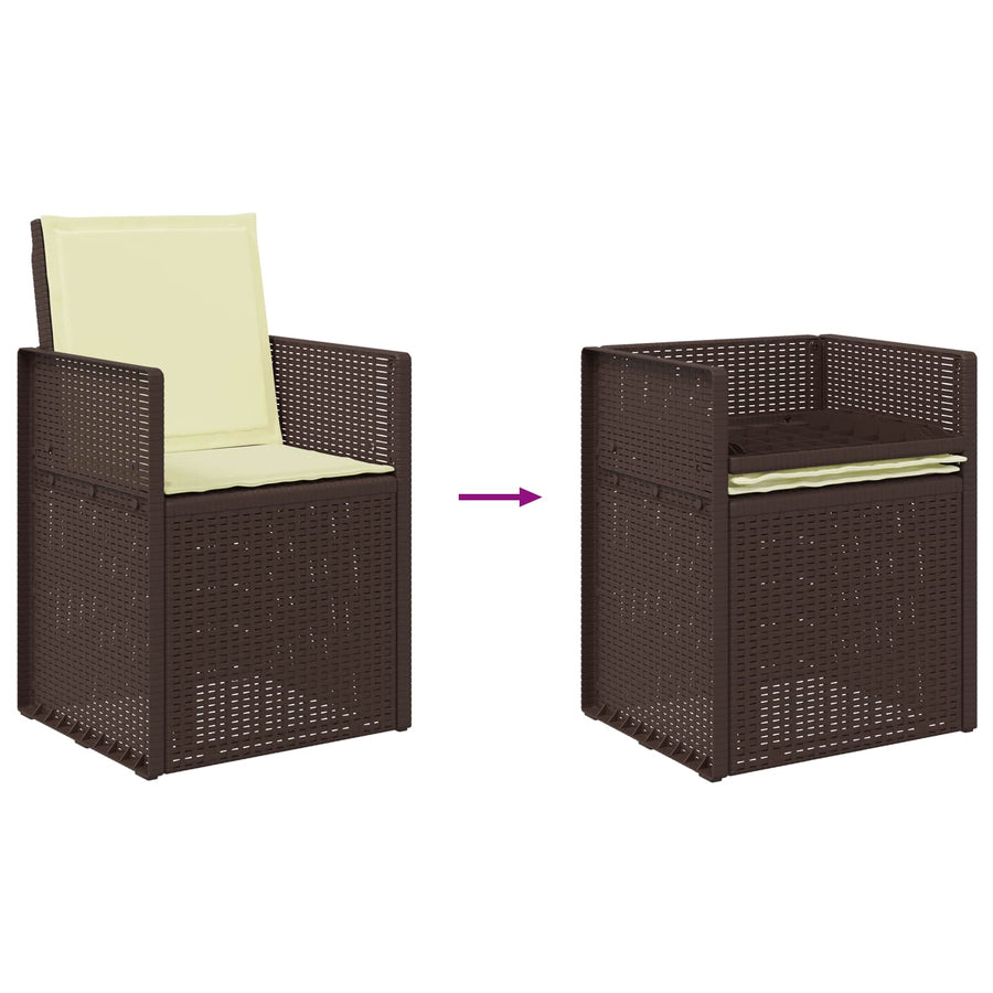 Tuin Eetstoelen 2 pcs Bruin en crèmekleurig PP