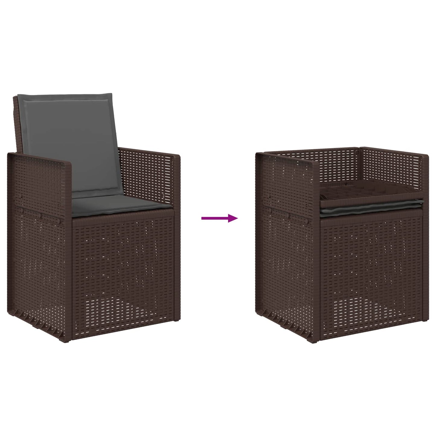 Tuin Eetstoelen 2 pcs Bruin en antracietkleurig PP