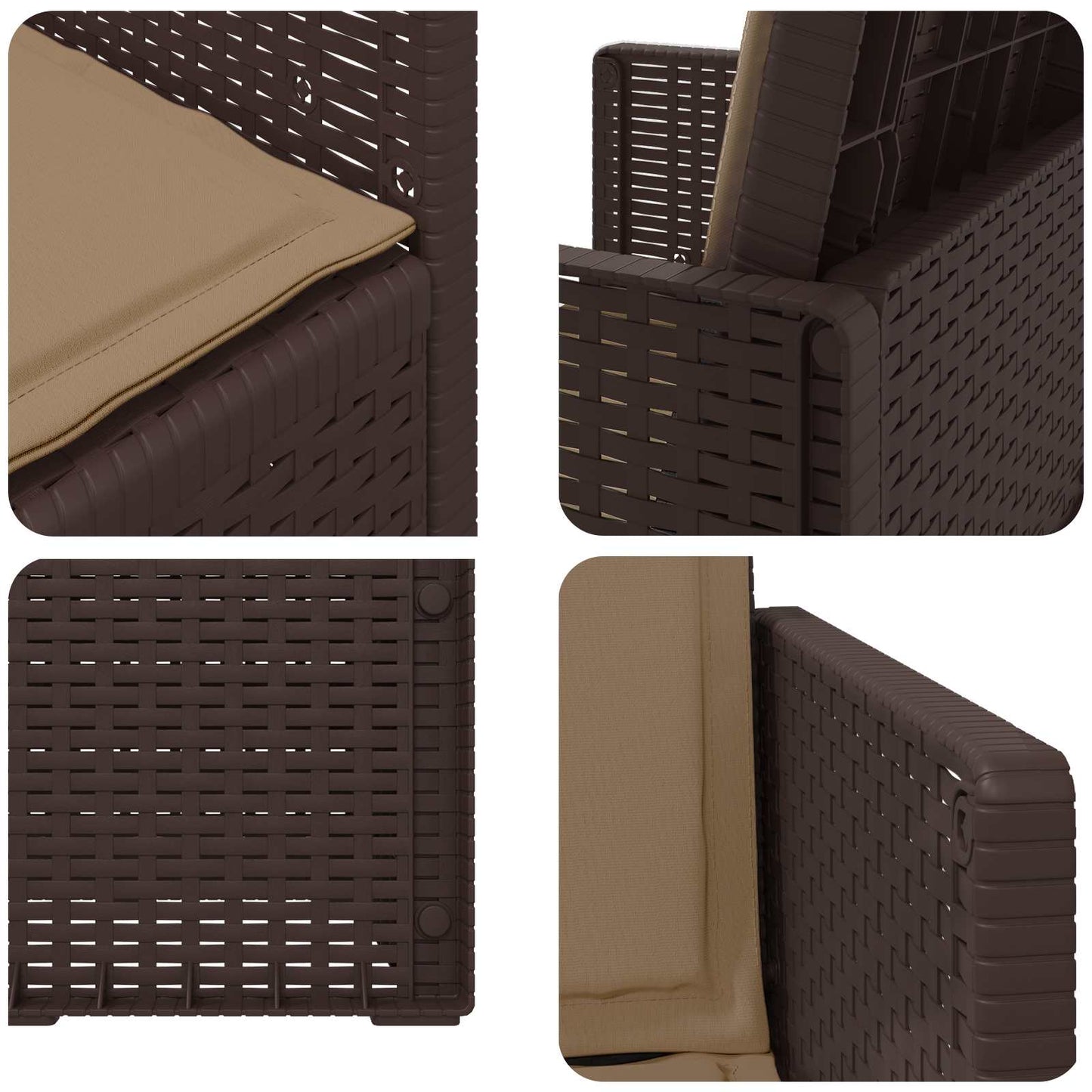 Tuin Eetstoelen 2 pcs Bruin en Taupe PP