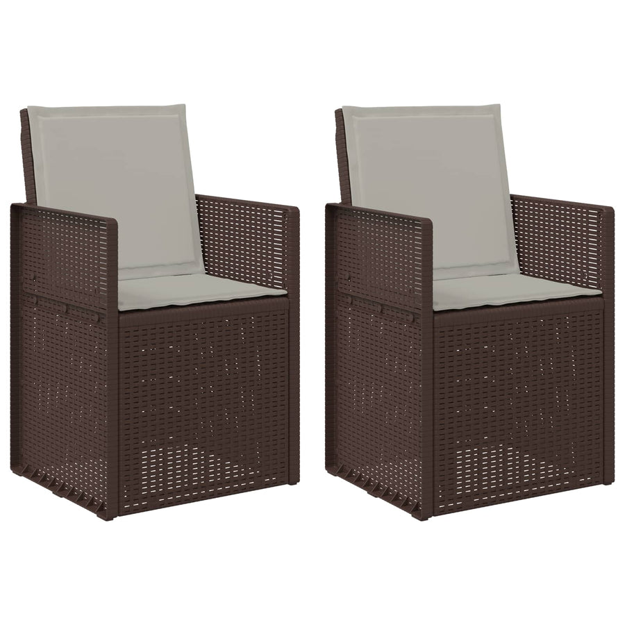 Tuin Eetstoelen 2 pcs Bruin en lichtgrijs PP