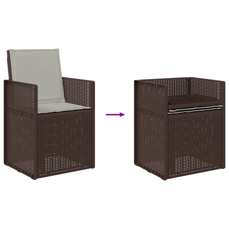 Tuin Eetstoelen 2 pcs Bruin en lichtgrijs PP