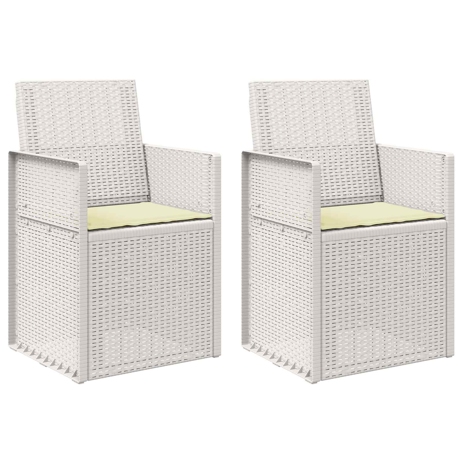 Tuin Eetstoelen 2 pcs Wit en crèmekleurig PP
