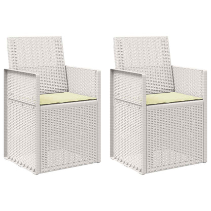 Tuin Eetstoelen 2 pcs Wit en crèmekleurig PP