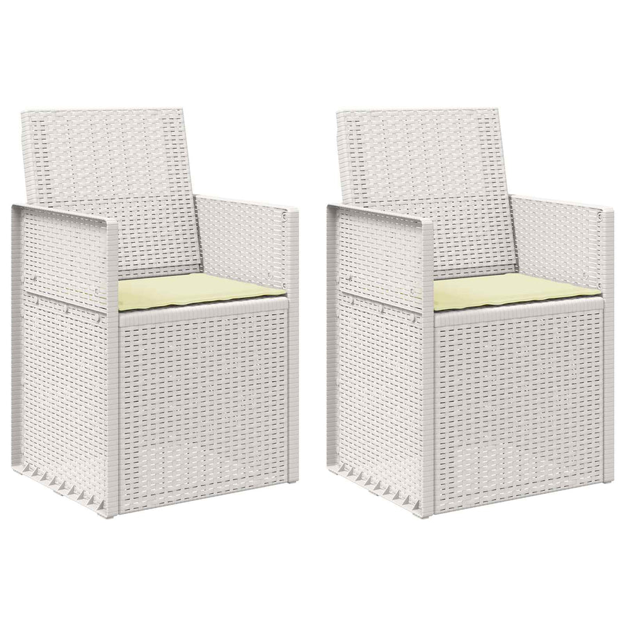 Tuin Eetstoelen 2 pcs Wit en crèmekleurig PP
