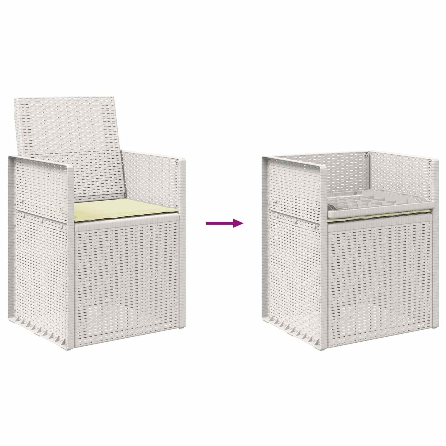 Tuin Eetstoelen 2 pcs Wit en crèmekleurig PP
