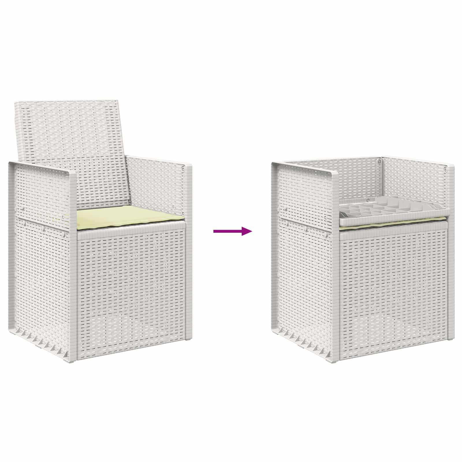 Tuin Eetstoelen 2 pcs Wit en crèmekleurig PP