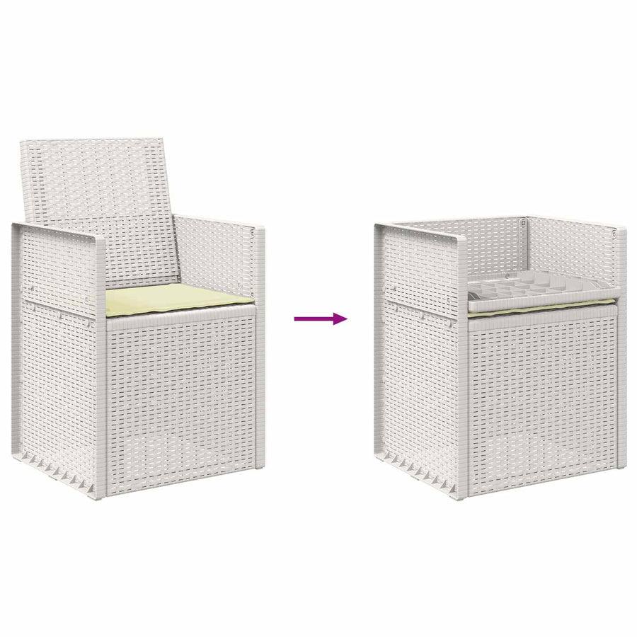 Tuin Eetstoelen 2 pcs Wit en crèmekleurig PP