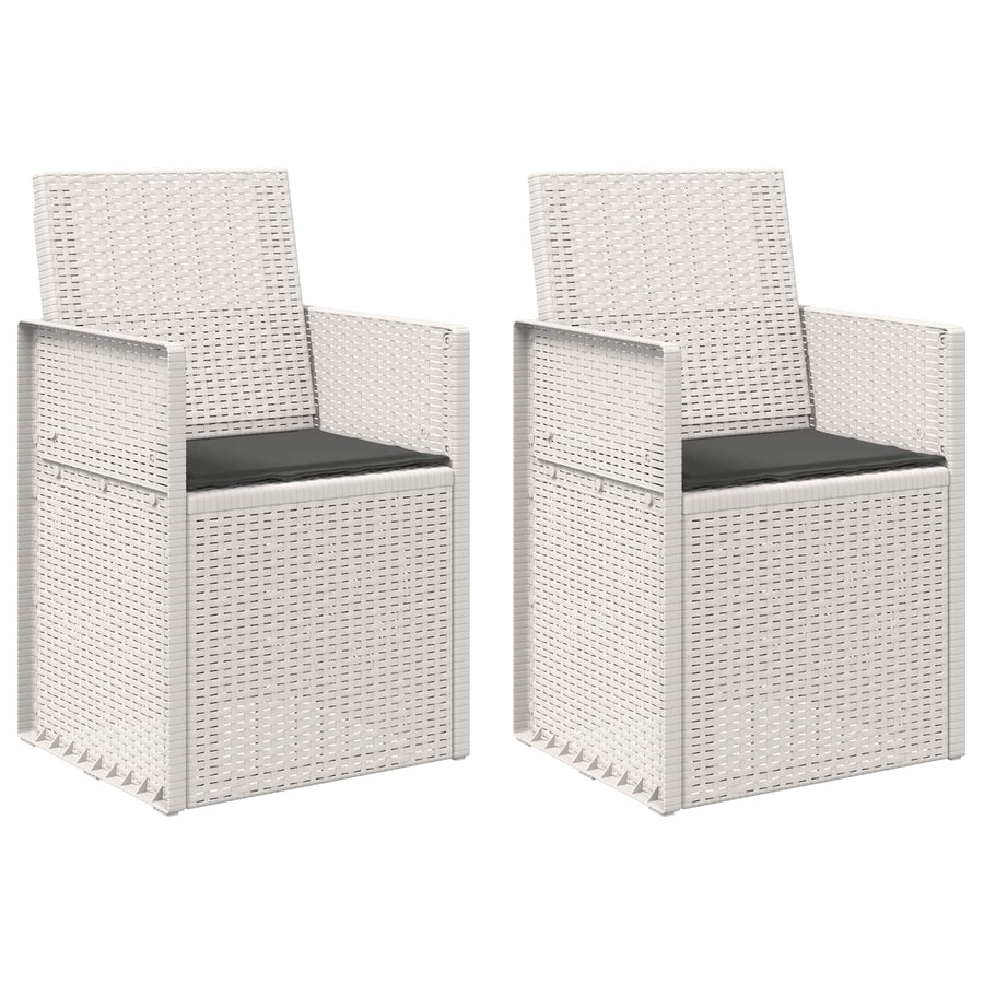 Tuin Eetstoelen 2 pcs Wit en antracietkleurig PP
