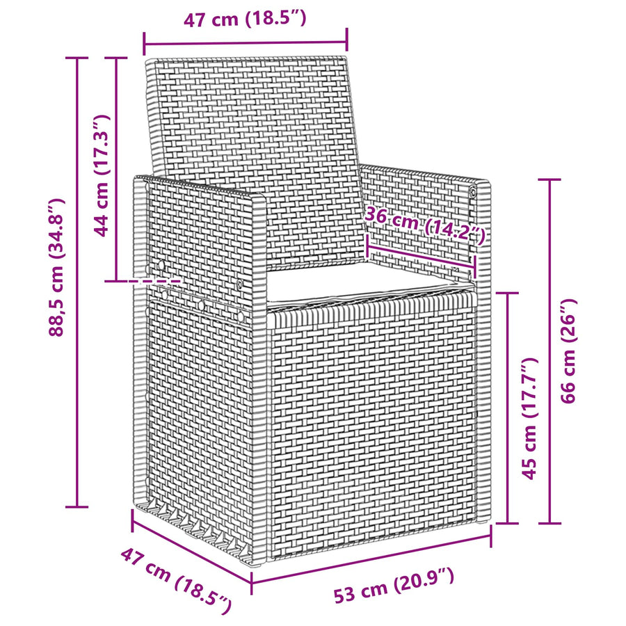 Tuin Eetstoelen 2 pcs Wit en antracietkleurig PP